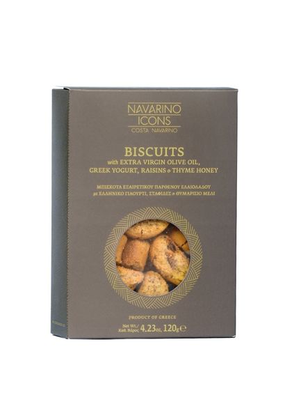 Navarino Icons Biscuits with EVOO, Yoghurt, Raisins, Thyme, Honey