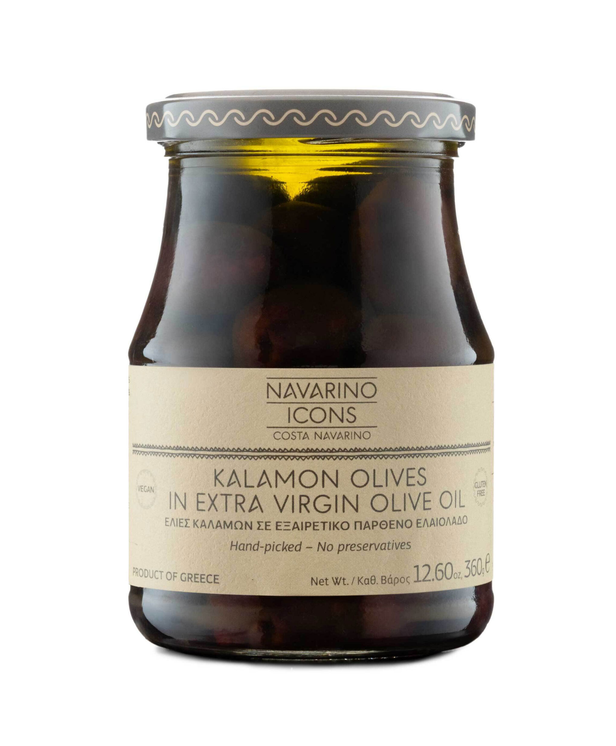 Navarino Icons Kalamon Olives in Extra Virgin Olive Oil, 360g